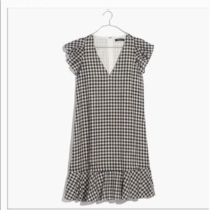 Madewell Gingham Check Flutter Sleeve Dress